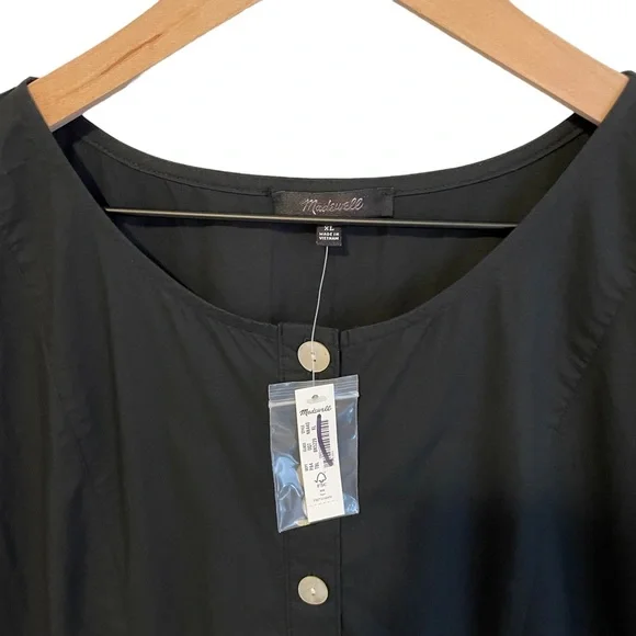 Madewell Poplin Button-Front Midi Dress Black Size XL - Picture 5 of 6